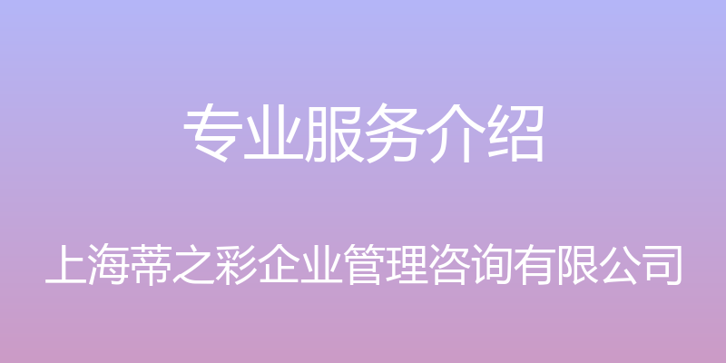 专业服务介绍 - 上海蒂之彩企业管理咨询有限公司